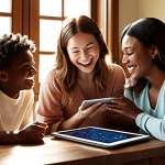 **

A diverse family is gathered around a table, smiling and laughing. They are looking at a financial plan displayed on a tablet. Sunlight streams in through a window, highlighting the warmth and connection between them. The scene evokes feelings of security, love, and shared dreams.

**